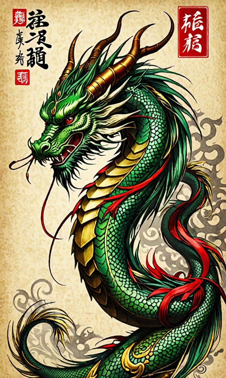 Chinese calligraphy dragon by Seaum on Tensor.Art
