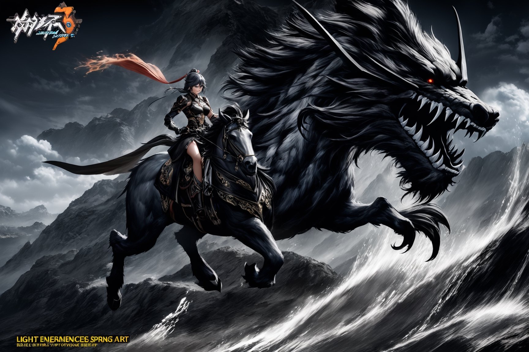[[fu hua (phoenix)(honkai impact 3rd)]],  Tall female knight,  riding a horse by 我爱符华 on Tensor.Art