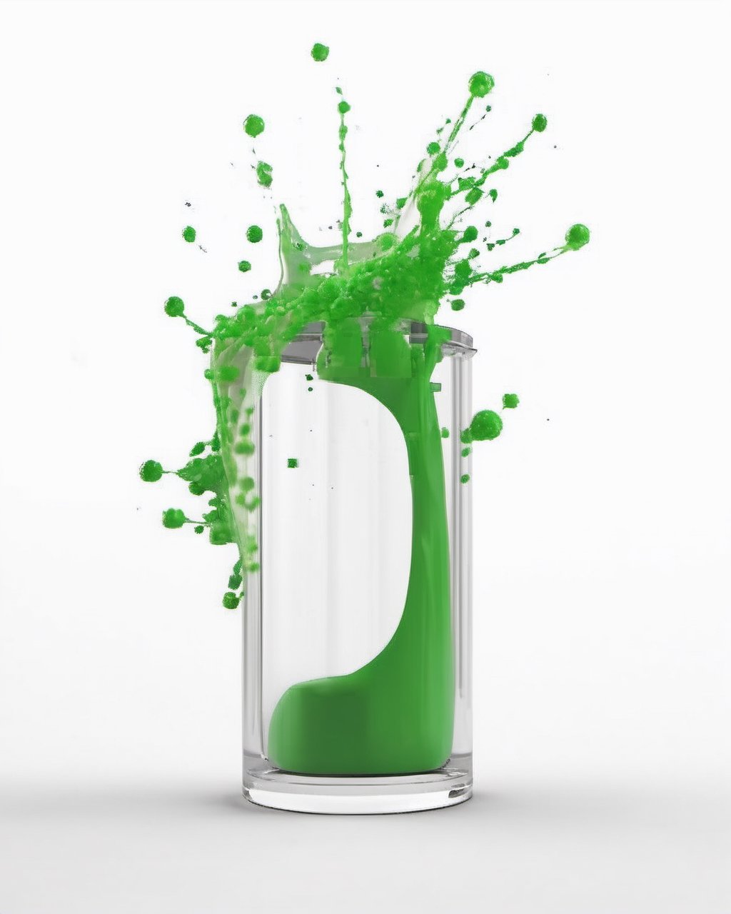 green fuel liquid splash, white background, particles
