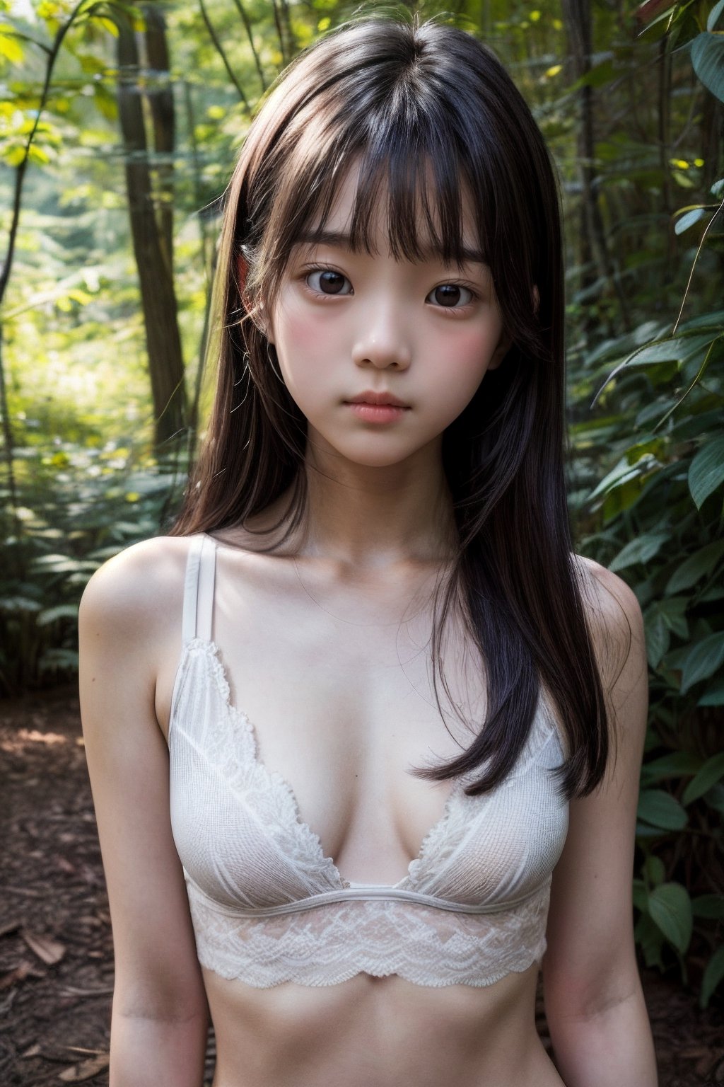 (((deep in the woods))),  (looking at the audience),  (close to the camera by アキタ萬仔 on Tensor.Art