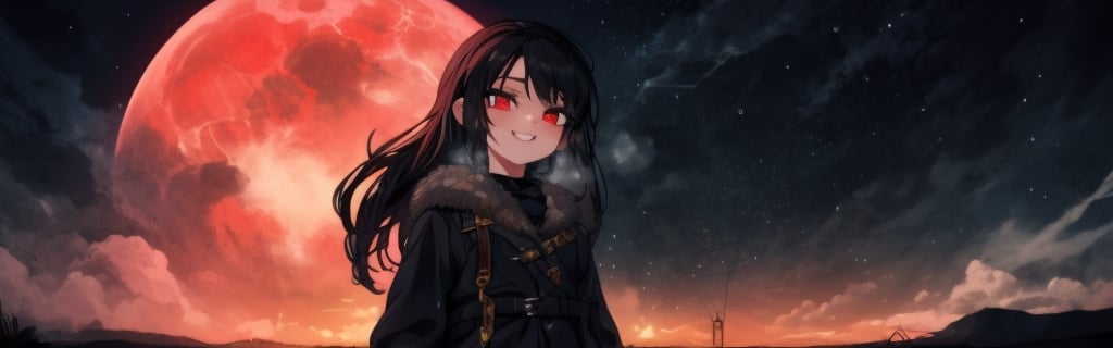 8k resolution, high resolution, masterpiece, intricate details, highly detailed, HD quality, solo, loli, black desert on the background, night, rain, red stars in the sky, scarlet moon, red stars, scarlet cosmos, snowy wasteland, black snow, scarlet lightning, apocalypse, the girl in the share, loli, black hair.long hair.developing hair.formidable aura.the scarlet aura.red eyes.glowing eyes.black coat.black pants.a cheeky smile.a cheeky expression.happy expression,

Focus on the whole body, the whole body in the frame, the body is completely in the frame, the body does not leave the frame, detailed hands, detailed fingers, perfect body, perfect anatomy, wet bodies, rich colors, vibrant colors, detailed eyes, super detailed, extremely beautiful graphics, super detailed skin, best quality, highest quality, high detail, masterpiece, detailed skin, perfect anatomy, perfect body, perfect hands, perfect fingers, complex details, reflective hair, textured hair, best quality,super detailed,complex details, high resolution,USA,JCM2,Captain kirb,jtveemo,ChronoTemp ,EpicArt,Mrploxykun