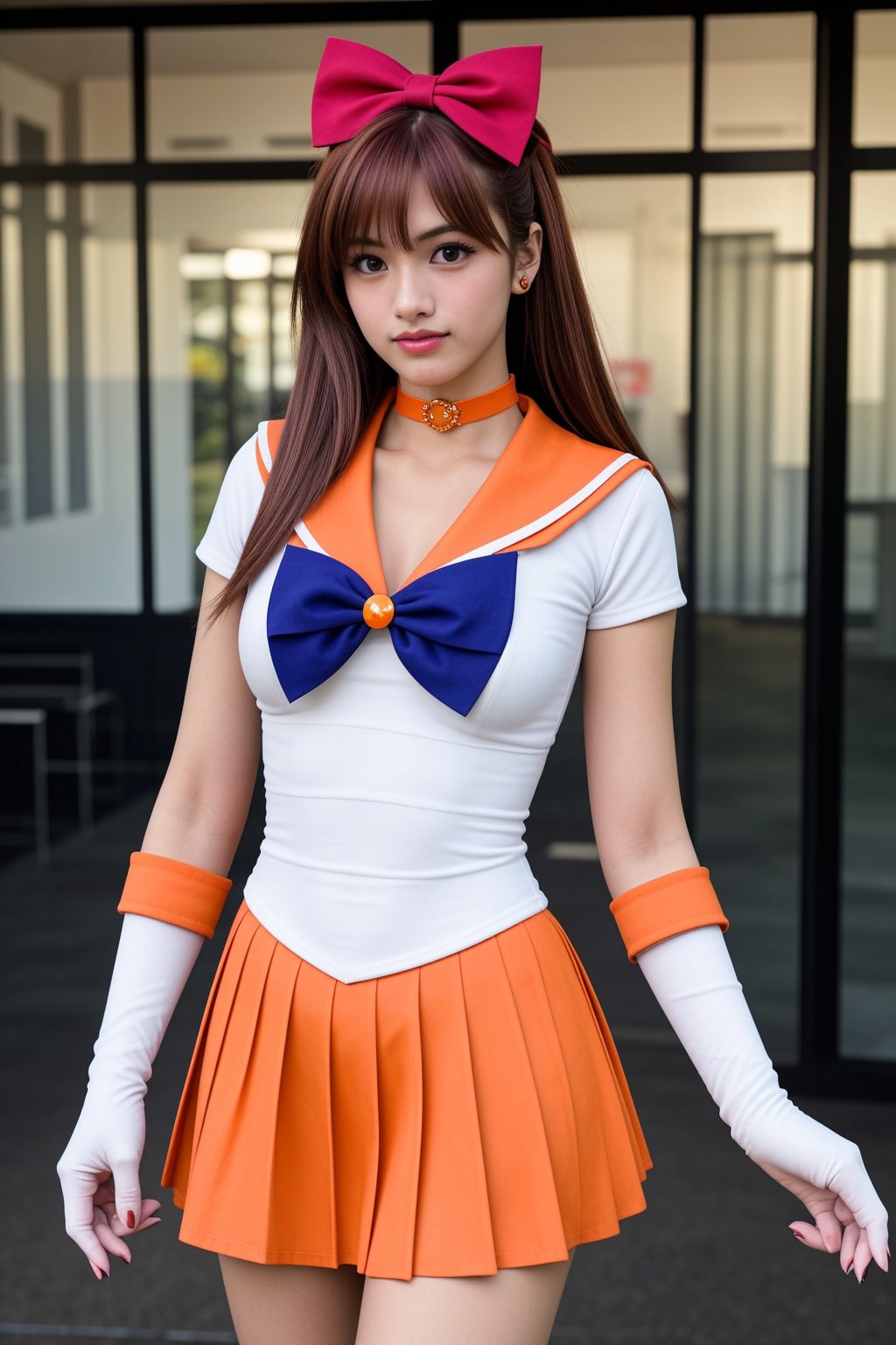 (((notice-me-senpai!))), irresistible-1girl, stern, unique-mix-of-natural-hair-styles, blondle-hair, natural-skin-tone, unique-physique, (((red bow, orange choker, jewelry, sailor senshi uniform, orange skirt, orange sailor collar, elbow gloves, tiara))), sv1, bodycon, no-virgin-anymore, (((relaxed))), over-intricate-background, soft-natural-lighting, in-full-view, (((Ultra-HD-photo-same-realistic-quality-details))), remarkable-colors, Color Booster, hermosotwns,<lora:659111690174031528:1.0>