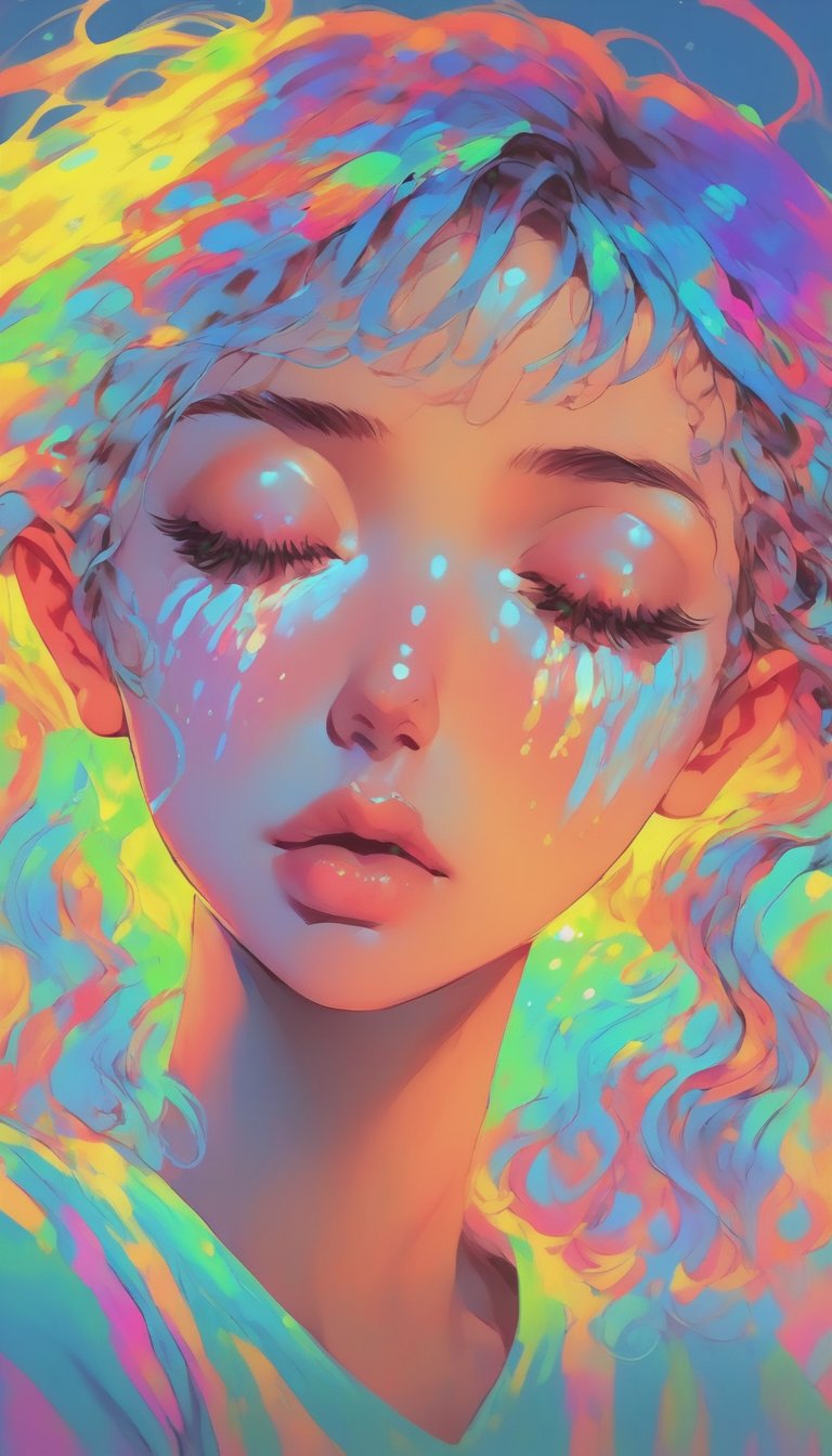 A 16k resolution ultra-detailed anime illustration of a beautiful girl with her eyes closed