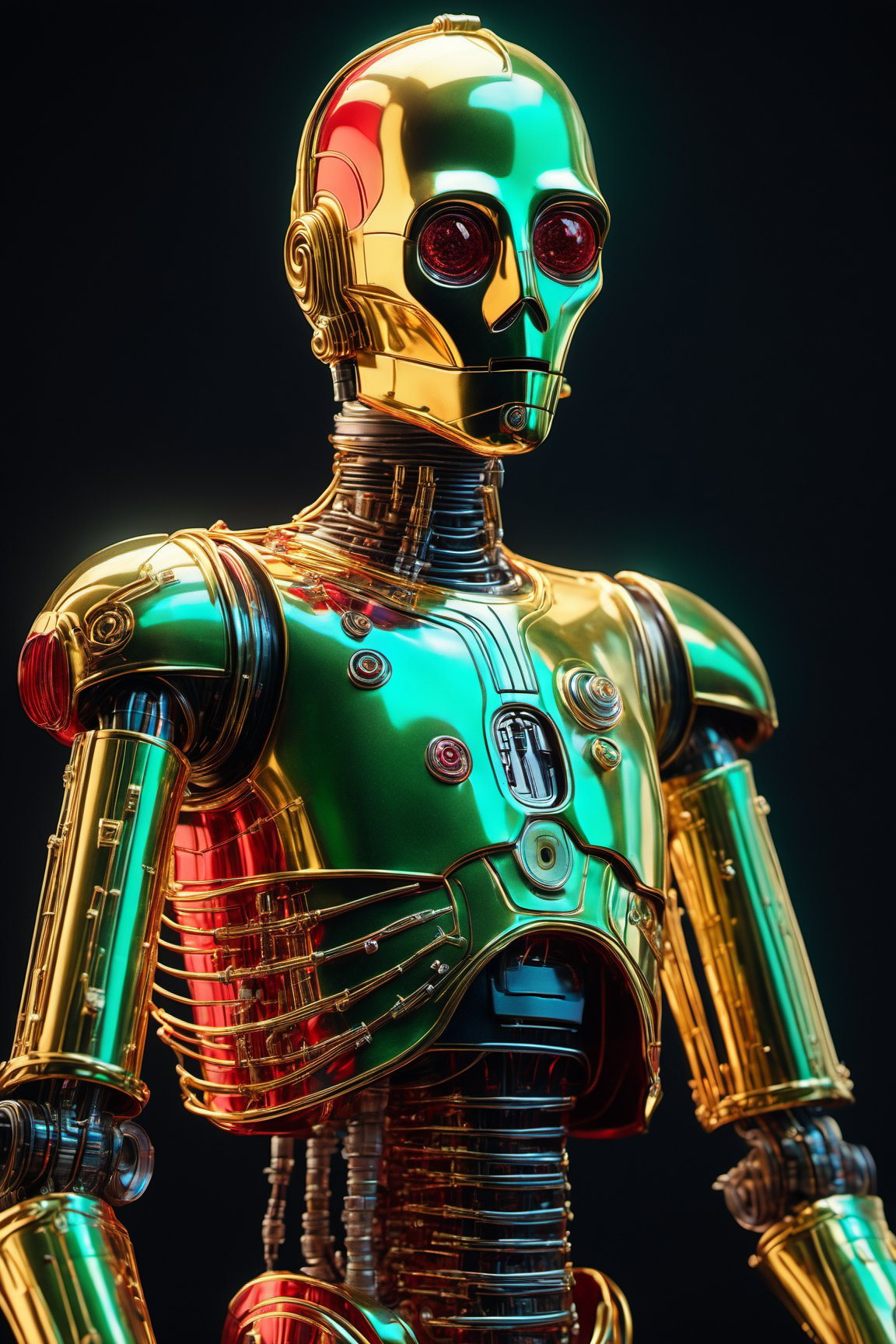 anatomically correct a biomechanical c3po from star wars,  subsurface scattering,  transparent by ⫷ᗩᑭOᒪOᑎIᗩ⫸ on Tensor.Art