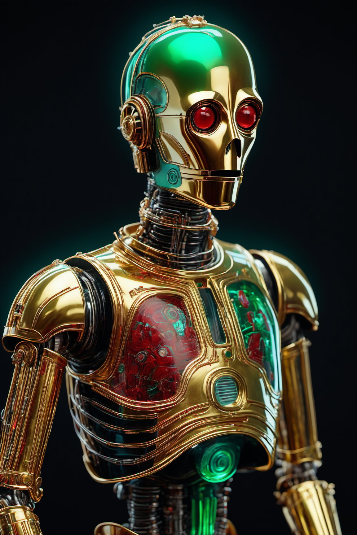 anatomically correct a biomechanical c3po from star wars,  subsurface scattering,  transparent by ⫷ᗩᑭOᒪOᑎIᗩ⫸ on Tensor.Art