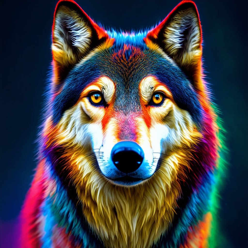 AAsp3ctr4m0rph1qu3 style wolf, vibrant, high-resolution colours, 