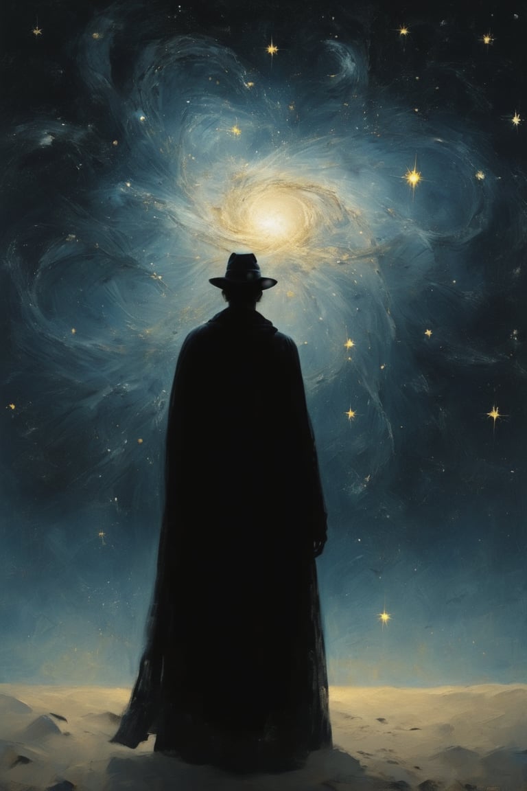 illustration of a sandman,  supernova starry night. Minimalist,  hazy by Mattalayoh  on Tensor.Art
