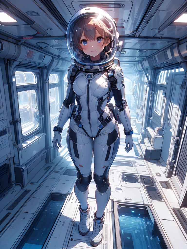 (masterpiece:1.2, best quality), (highly detailed:1.3), 1girl, 14yo, helmet,(blode hair):1.4,dynamic pose,(extreme detail, illustration, concept art, fashion magazine cover, cel anime, full body shot, only one girl, front view, standing picture,(white spacesuit), neoprene women's, shiy sacesuit with a detailed diagram of its features, one girl, long legs, The sacesuit is equipped with various devices, including a dive computer, a compass, a flashlight, a camera, cute beautiful anime face, helmet, japanese girl, , diving girl, 1 girl, smile, (white background):1.2,bing_astronaut