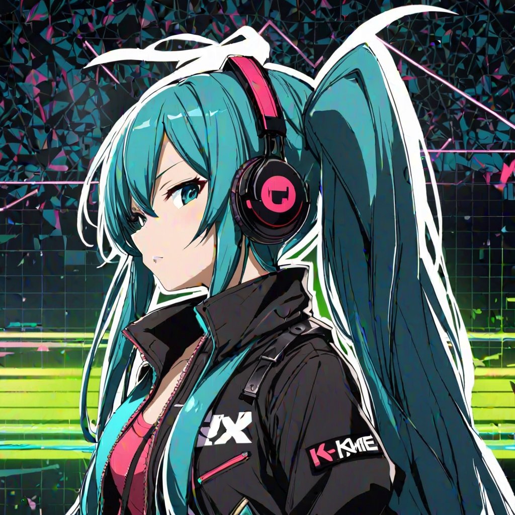  1girl, miku, breakcore,style:kame \(kamepan44231\)