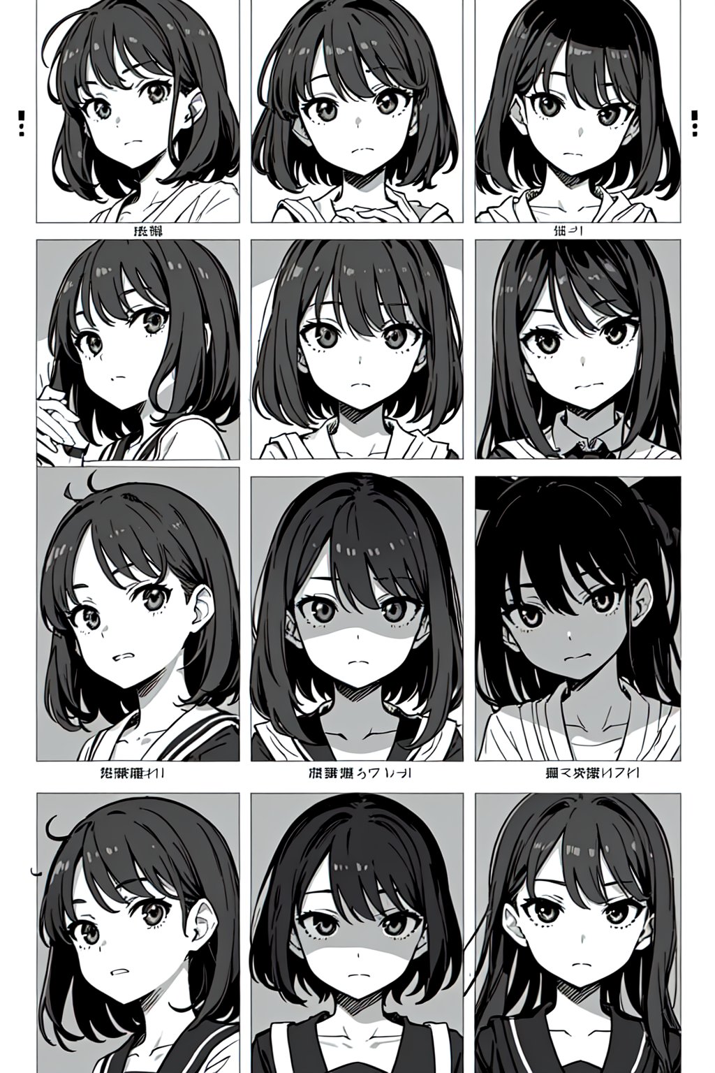 (best quality, masterpiece)  1page manga,sole_female,1 page manga, dash, school girl, gloves, bandana, correct anatomy, 8 panels, 8 face expressions, 