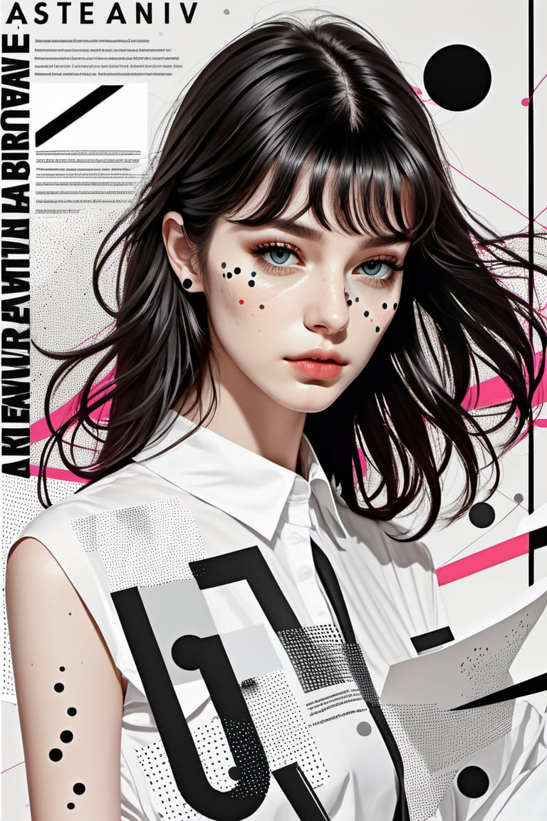 abstract expressionist painting Fashion Graphic Design and Illustration made in collage technique with minimalist geometri...