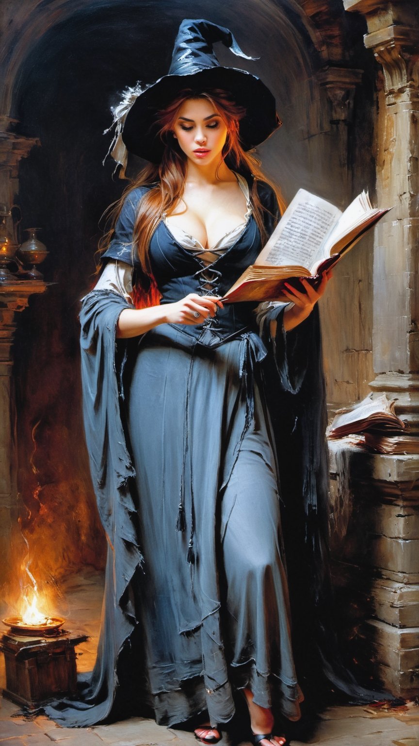 portrait ((Very beautiful girl-sorceress casting a spell)),  full-length portrait,  HD masterpiece by Clone99 on Tensor.Art