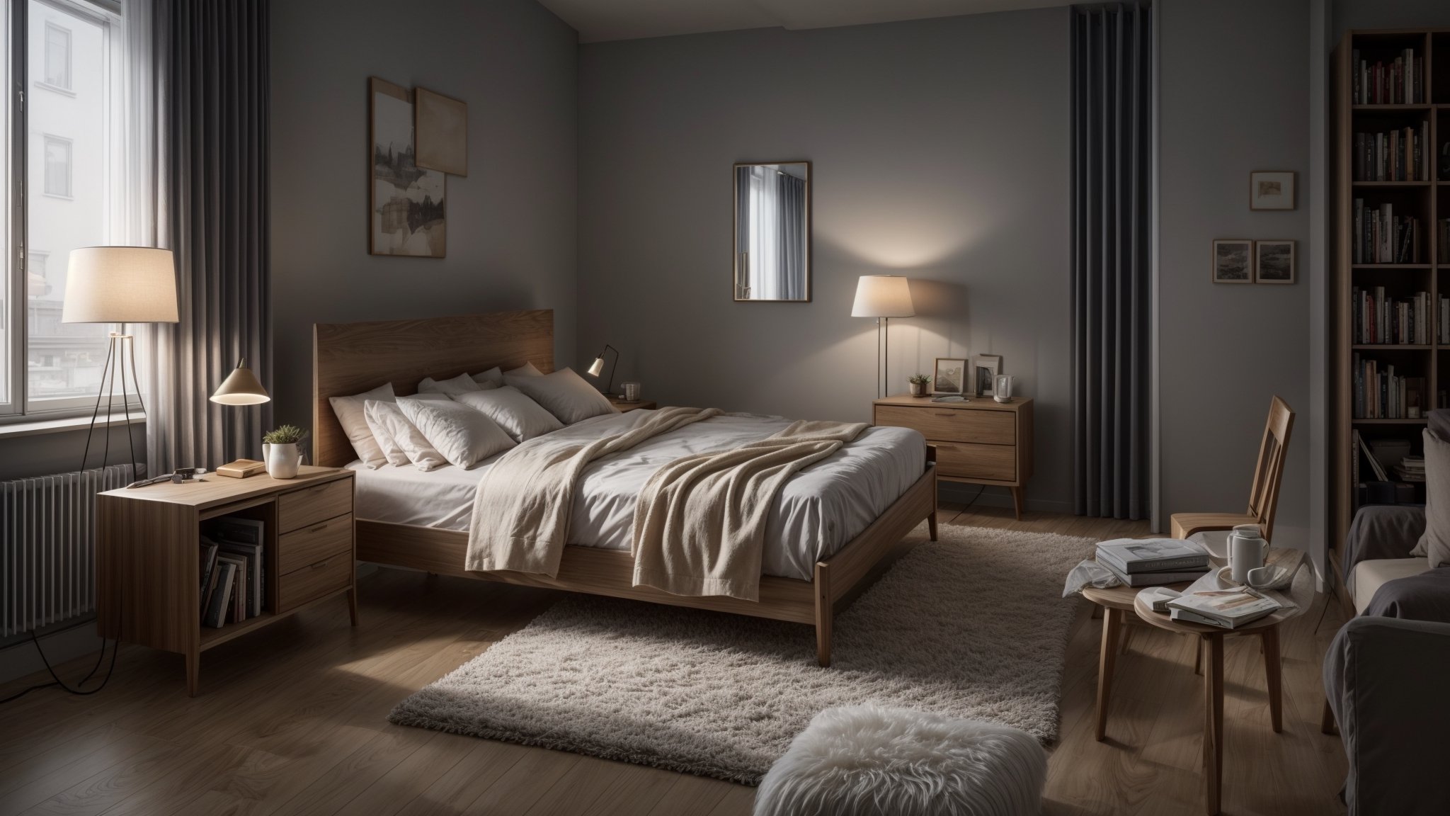 Professional photography,  interior design magazine photo,  beautiful modern apartment Scandinavian bedroom by Clone99 on...
