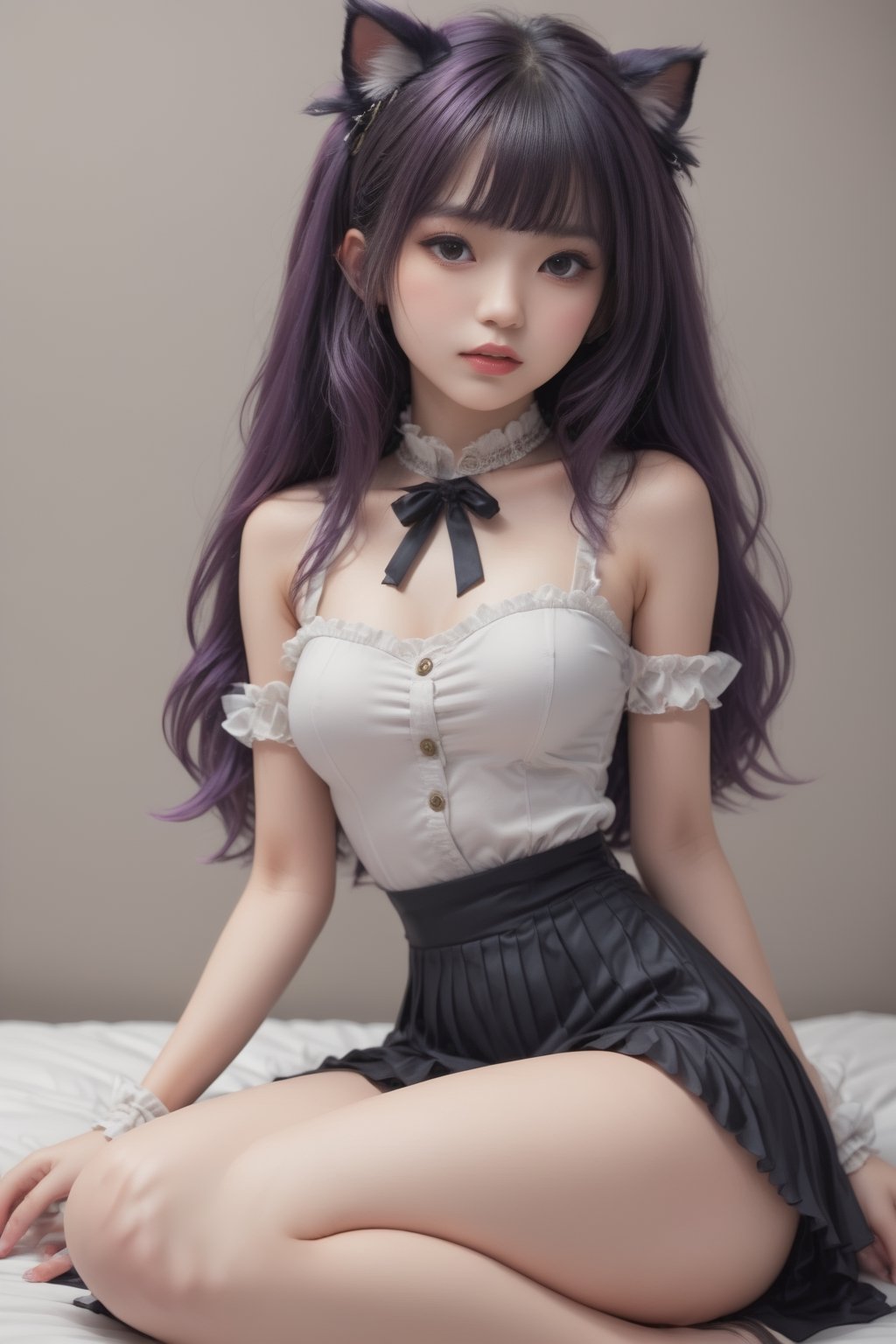 1girl-in-her-20s, shameless-bishoujo, mix-of-natural-hair-styles, unique-physique, no-virgin-anymore, realistic-detailed-skin, (((Ultra-HD-photo-same-realistic-quality-details))), remarkable-colors, Frilled white shirt paired with a pleated metallic long skirt and slingback pumps, vaginal-sex-pov, all-four-ass-up, supporting-pose, (((relaxed))), optimal-lighting, Enhanced All, dfdd, xiyan,,<lora:659095807385103906:1.0>