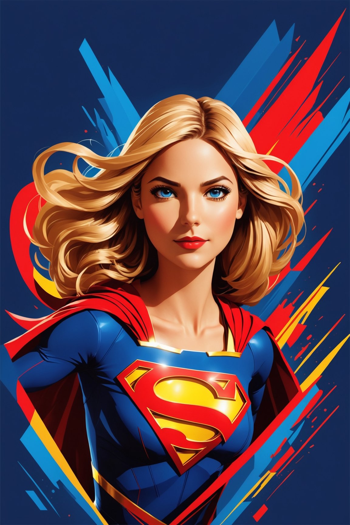 Sasha Calle poster as supergirl at the flash movie,  symetrical,  vector illustration by Philosophy.AI on Tensor.Art