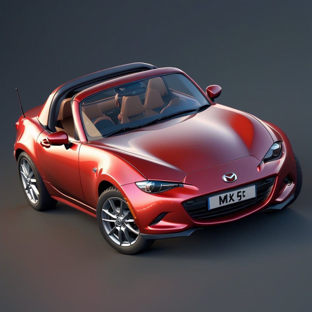 cute 3D isometric model of a mazda mx 5 rf | blender render engine niji 5 style expressive,3d isometric,3d style,