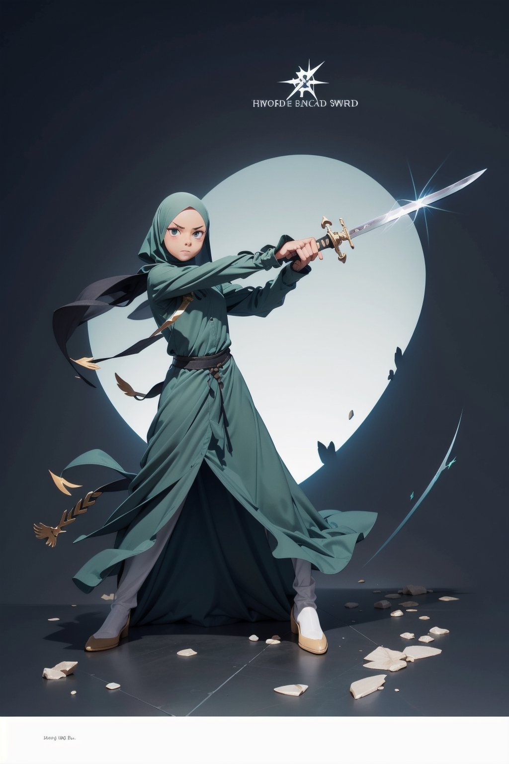 Sword de carne demoníaca, solo la espada ,holding a sword, dress, hijab, gamis, one sword, hold sword with both hand, masterpiece, best detail, perfect eyes