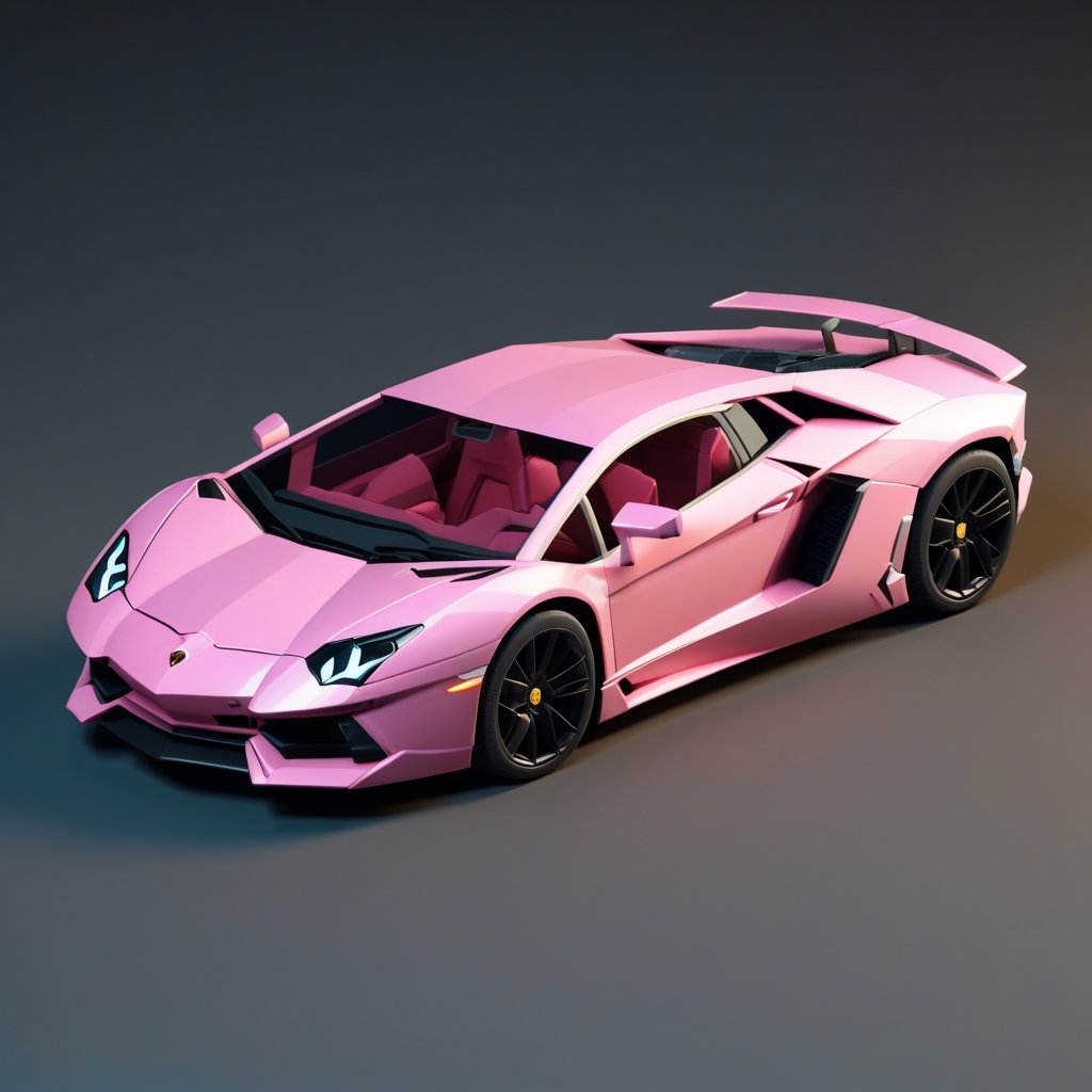 cute 3D isometric model of a lamborghini aventador | blender render engine niji 5 style expressive,3d isometric,3d style,