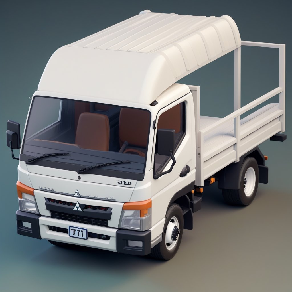 cute 3D isometric model of a mitsubishi canter FE 71 | blender render engine niji 5 style expressive,3d isometric,3d style