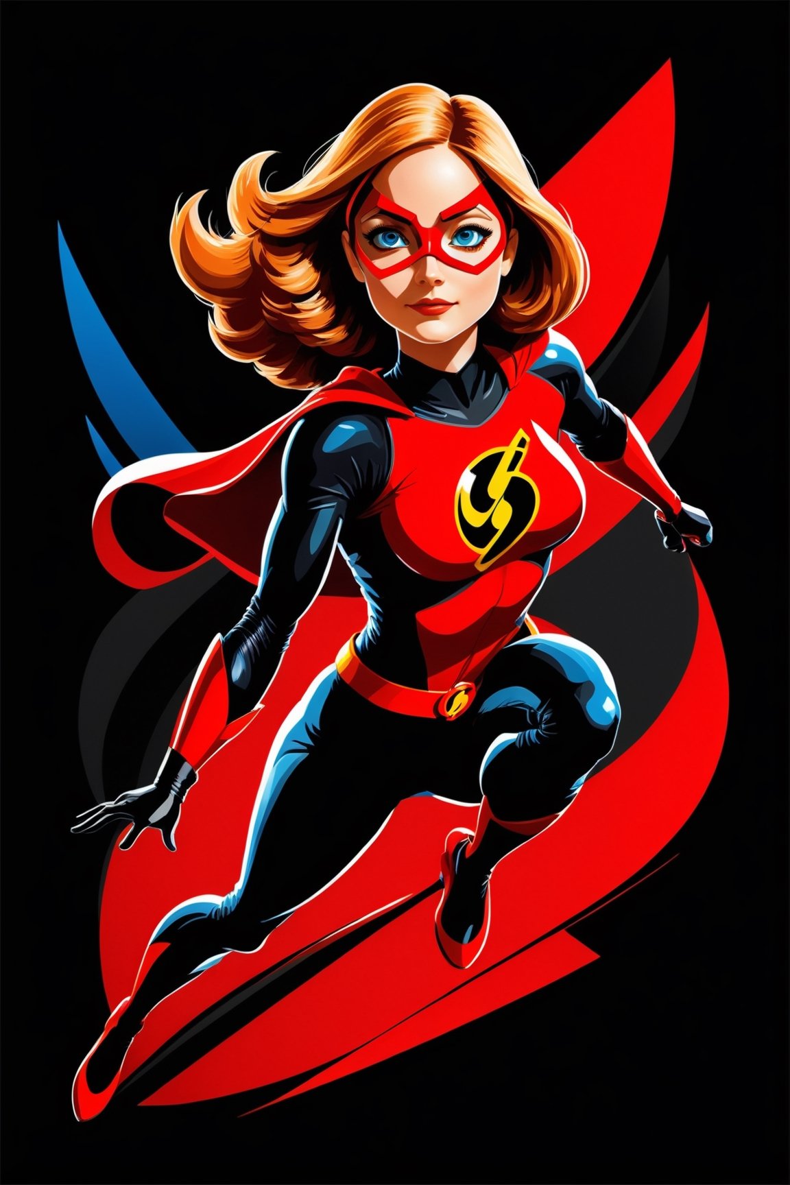 Jodie Foster poster as Elastigirl at movie ,  symetrical,  vector illustration by Philosophy.AI on Tensor.Art