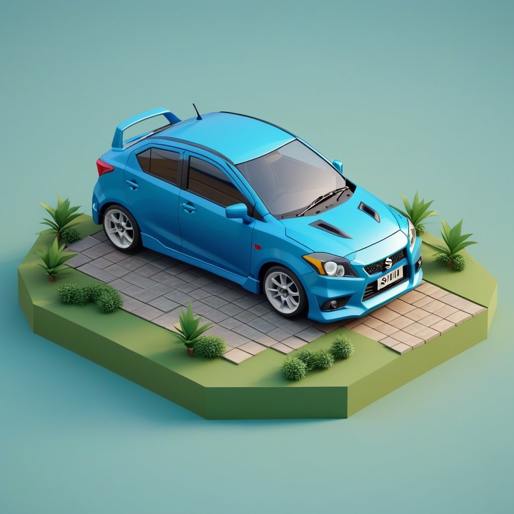 cute 3D isometric model of a suzuki satria | blender render engine niji 5 style expressive,3d isometric,3d style,