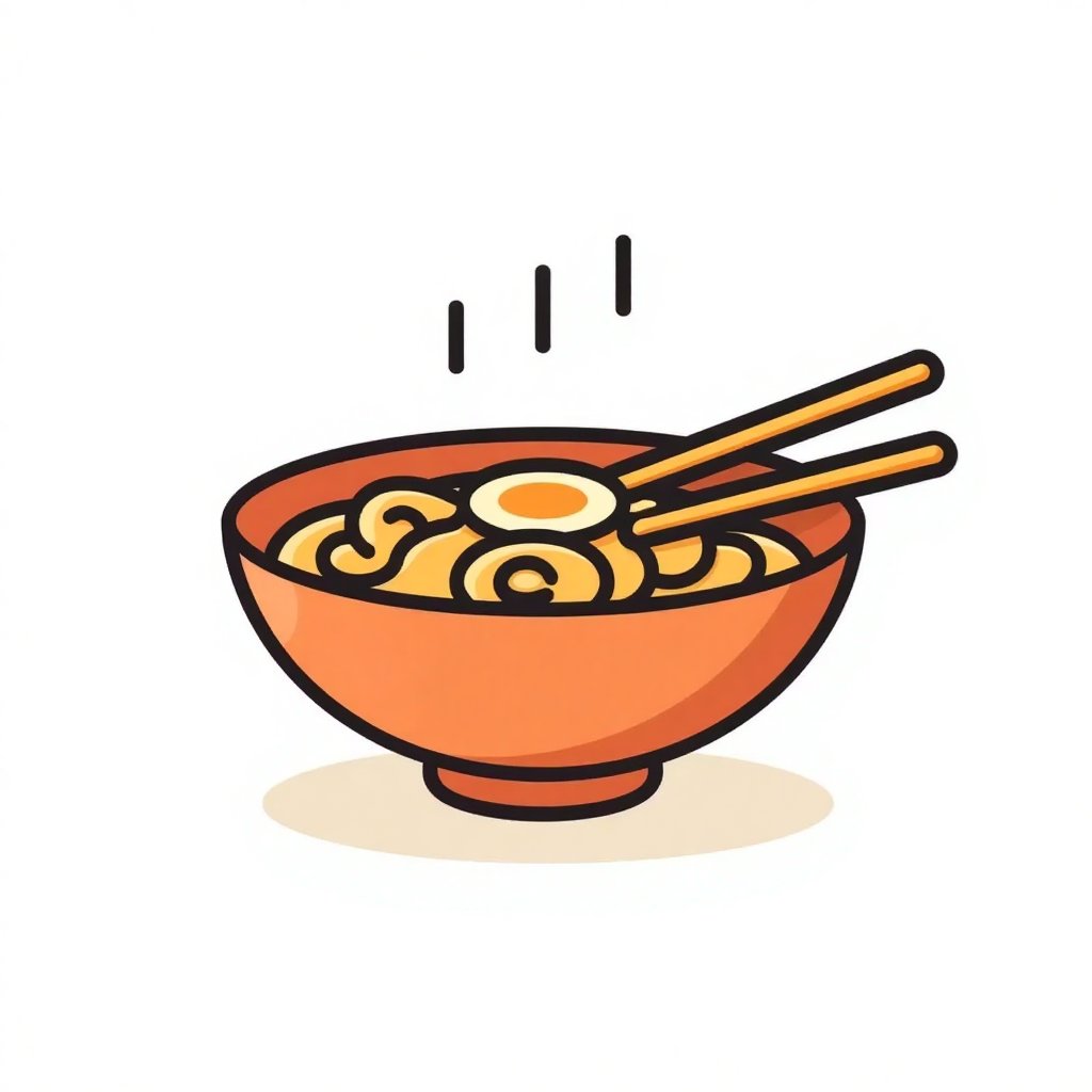 linear_c0l0r_ic0ns, a ramen. white background. in the style of t0k.
