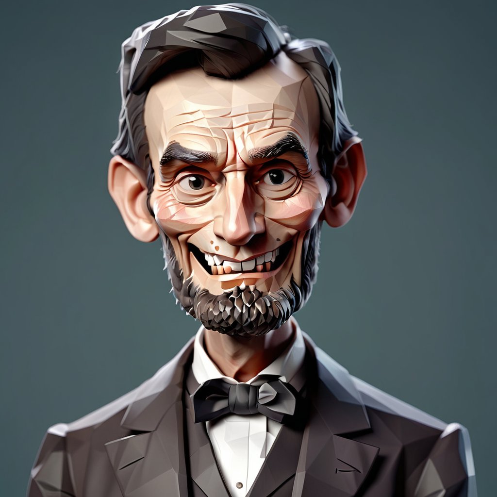 illustration of Abraham Lincoln, (IncrsAnyasHehFaceMeme) grin, simple background, masterpiece, perfect anatomy, 