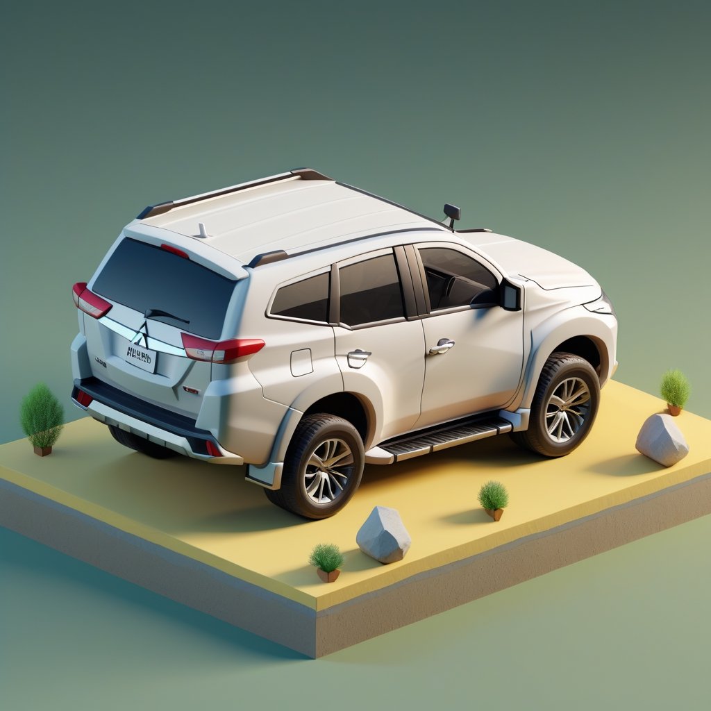 cute 3D isometric model of a mitsubishi pajero sport | blender render engine niji 5 style expressive,3d isometric,3d style