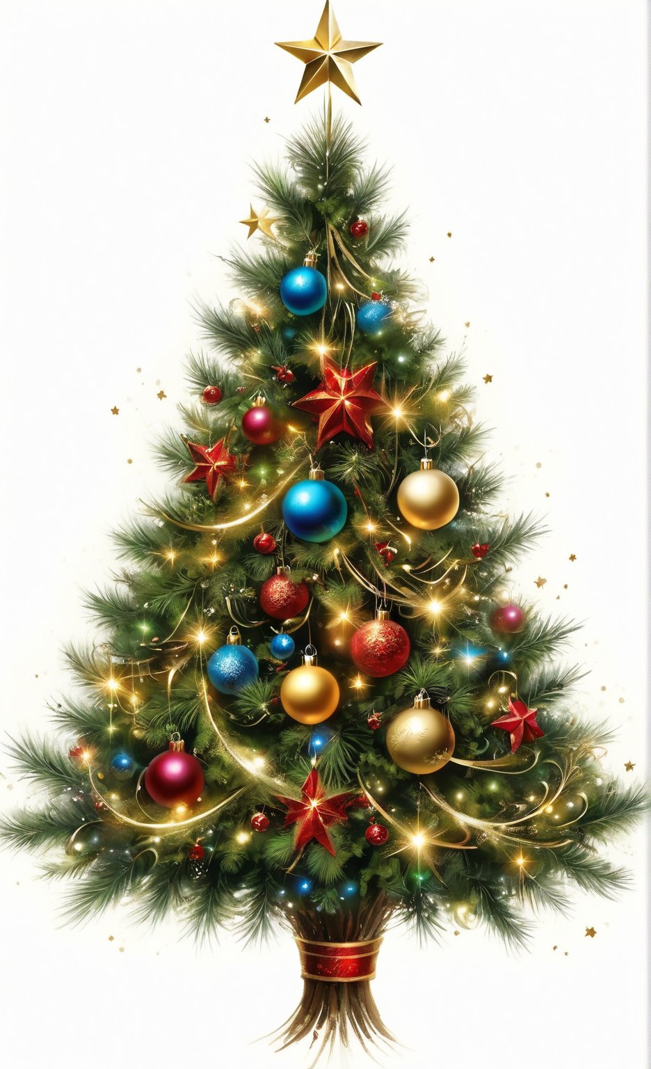 generate images of Christmas tree,  star on top of the tree,  Christmas motif ornaments by レオナルドくま on Tensor.Art