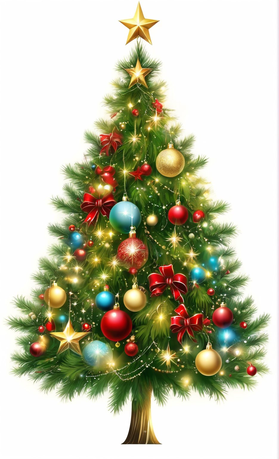 generate images of Christmas tree,  star on top of the tree,  Christmas motif ornaments by レオナルドくま on Tensor.Art