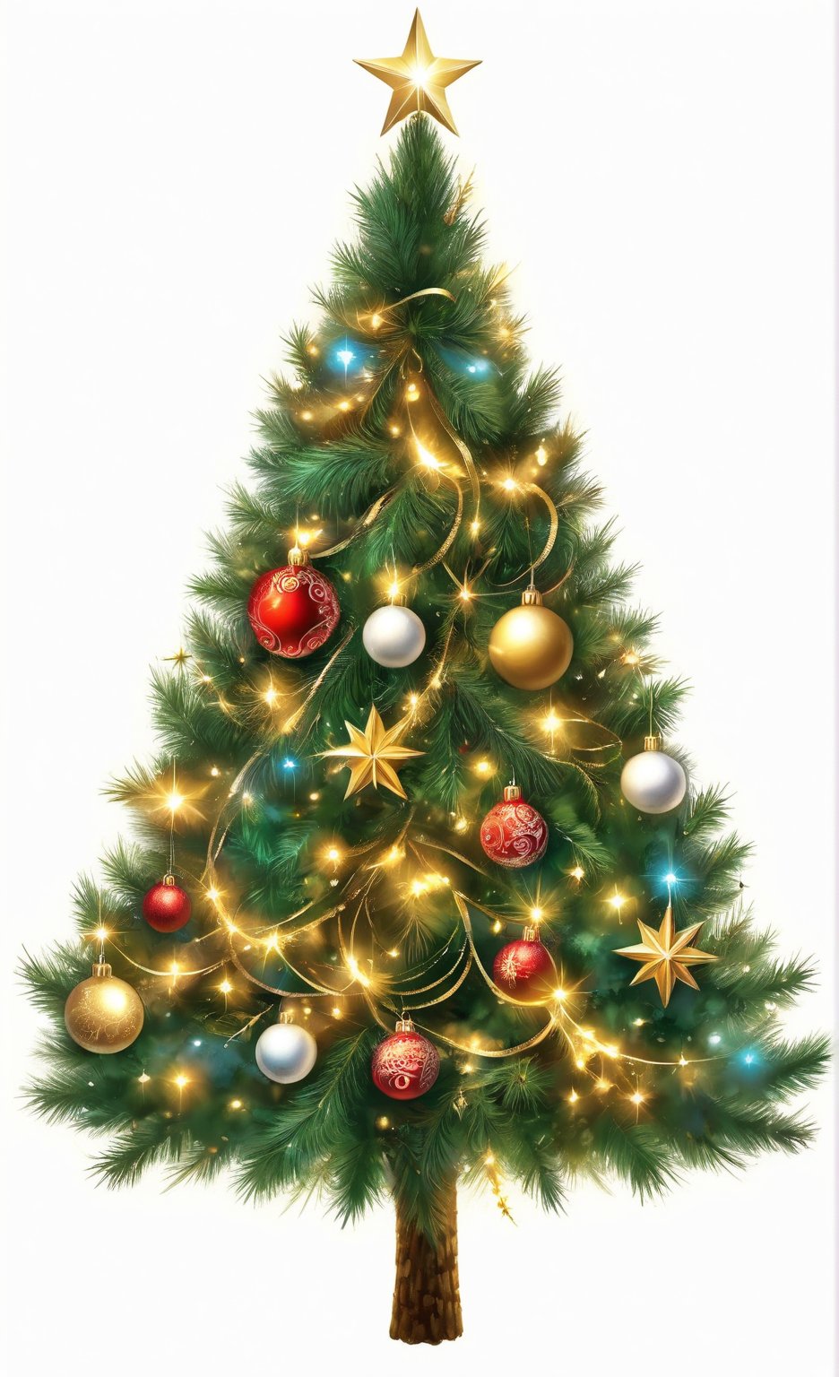 generate images of Christmas tree,  star on top of the tree,  Christmas motif ornaments by レオナルドくま on Tensor.Art
