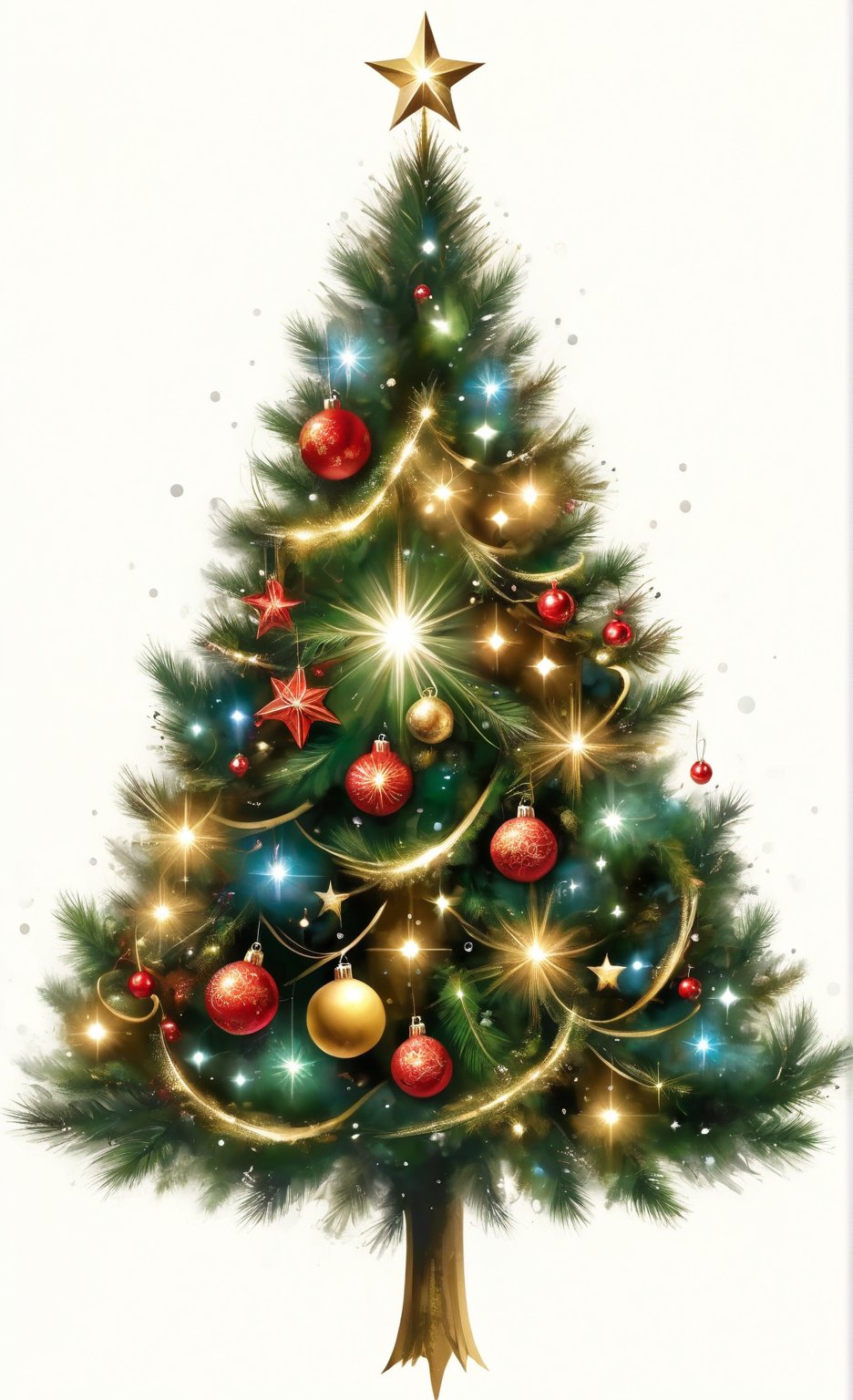 generate images of Christmas tree,  star on top of the tree,  Christmas motif ornaments by レオナルドくま on Tensor.Art