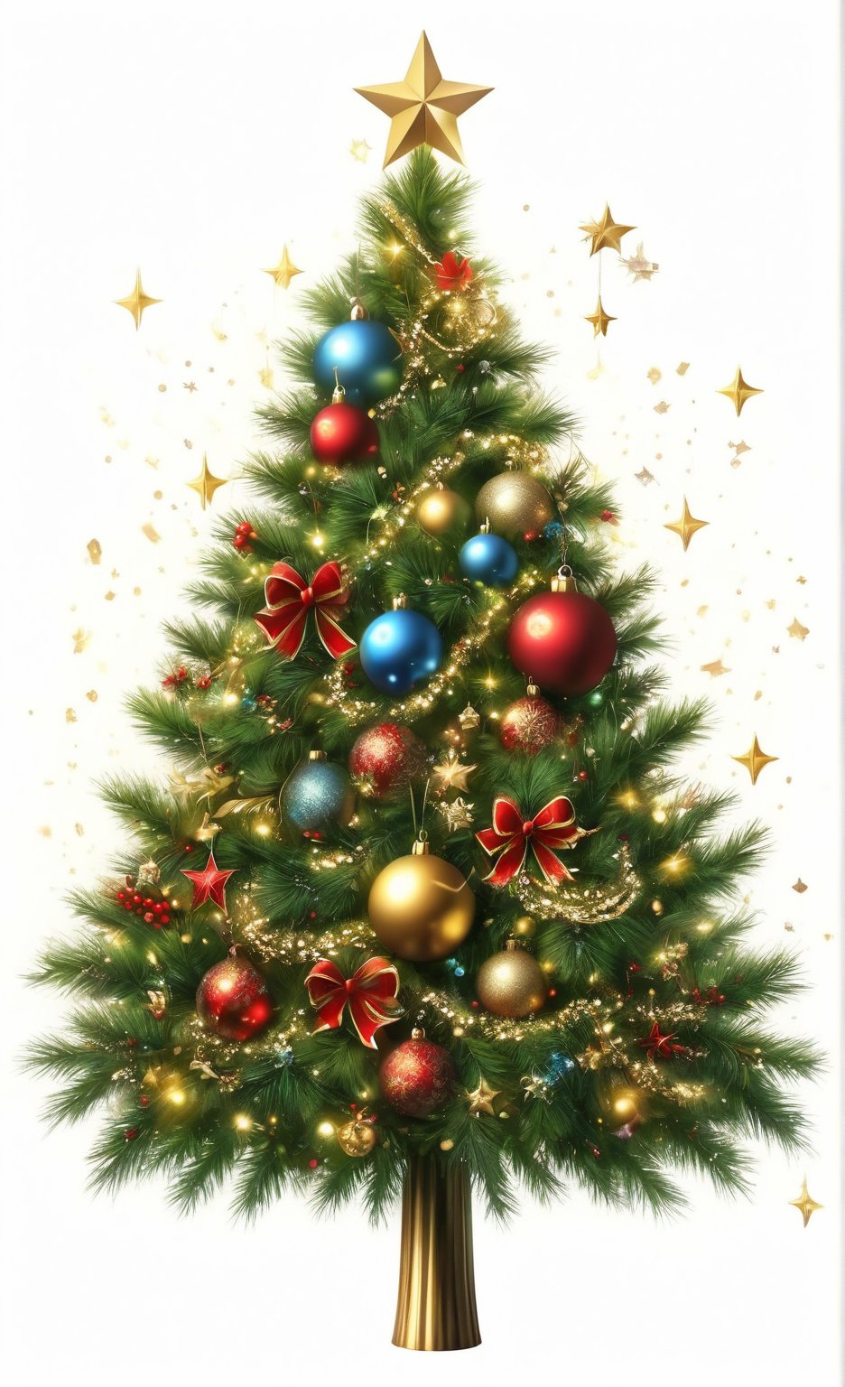 generate images of Christmas tree,  star on top of the tree,  Christmas motif ornaments by レオナルドくま on Tensor.Art