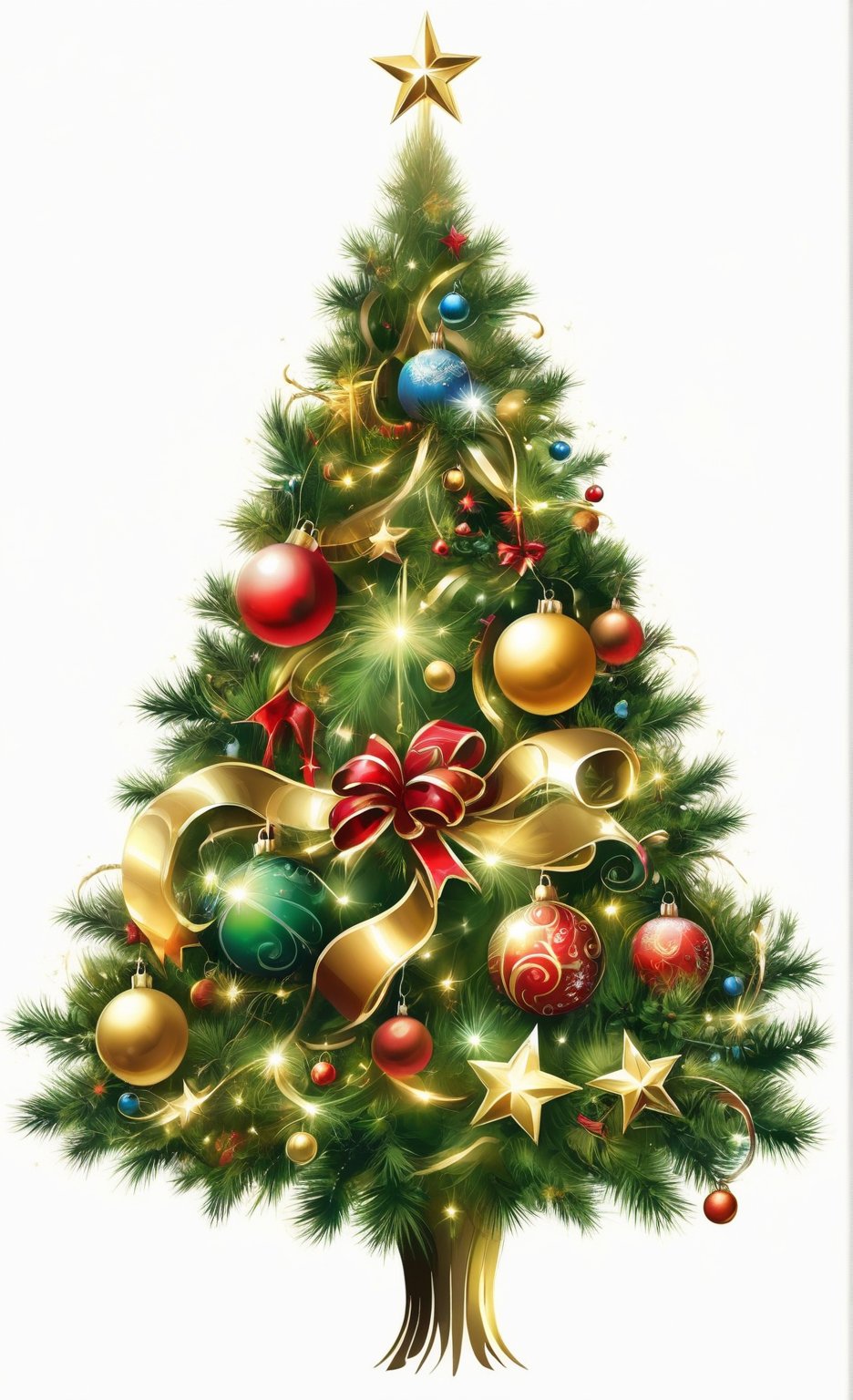 generate images of Christmas tree,  star on top of the tree,  Christmas motif ornaments by レオナルドくま on Tensor.Art