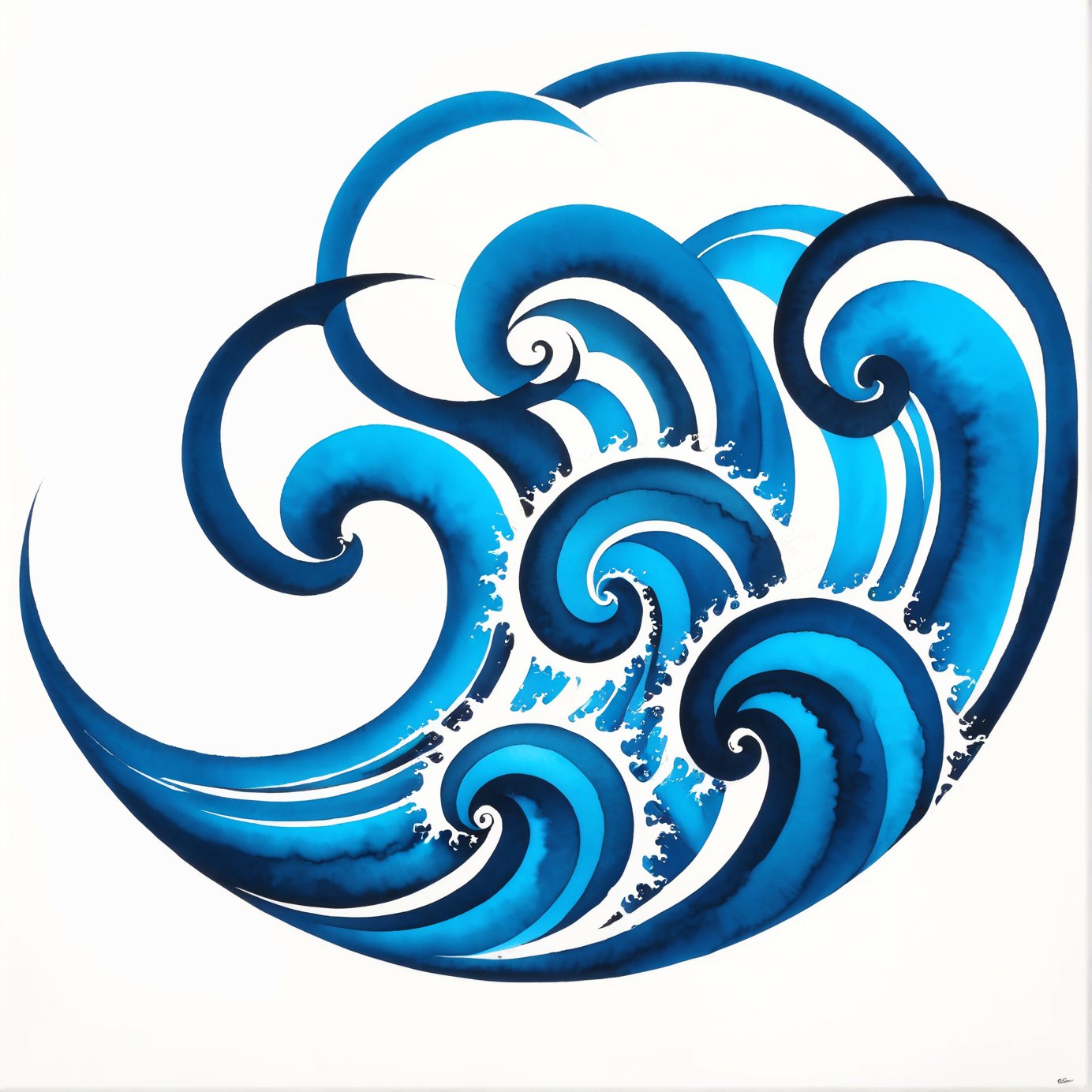 photorealistic ink art of waves,  highly detailed waves,  score_9 by レオナルドくま on Tensor.Art