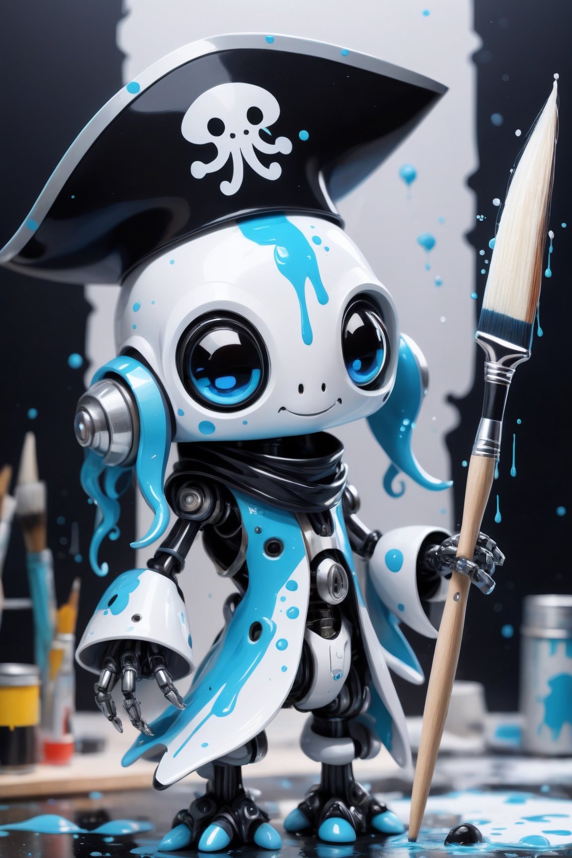 cute robot character of (squid),  a mascot for tensor.art,  cubby by レオナルドくま on Tensor.Art