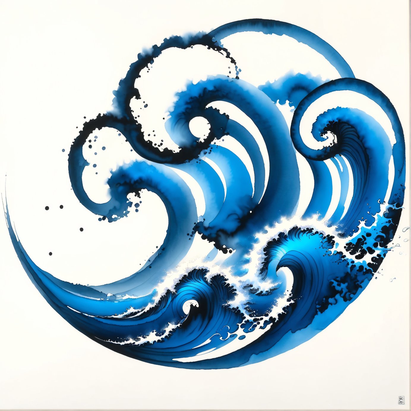photorealistic ink art of waves,  highly detailed waves,  score_9 by レオナルドくま on Tensor.Art