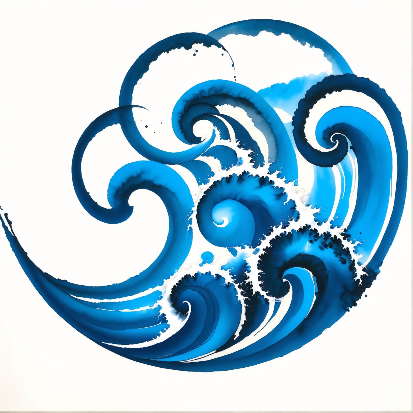 photorealistic ink art of waves,  highly detailed waves,  score_9 by レオナルドくま on Tensor.Art