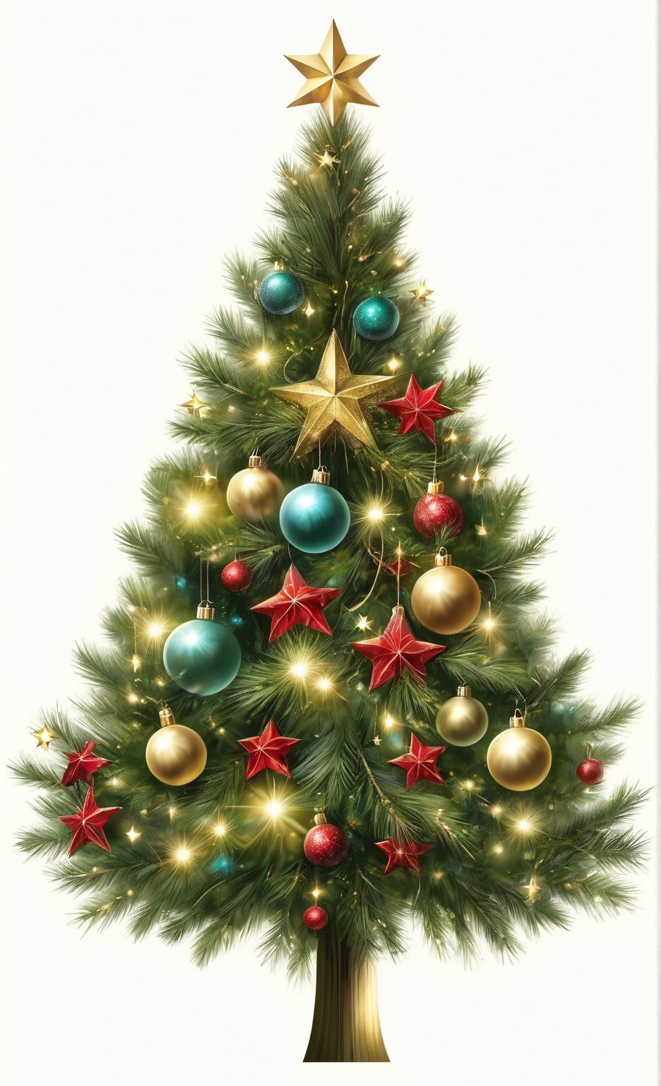 generate images of Christmas tree,  star on top of the tree,  Christmas motif ornaments by レオナルドくま on Tensor.Art