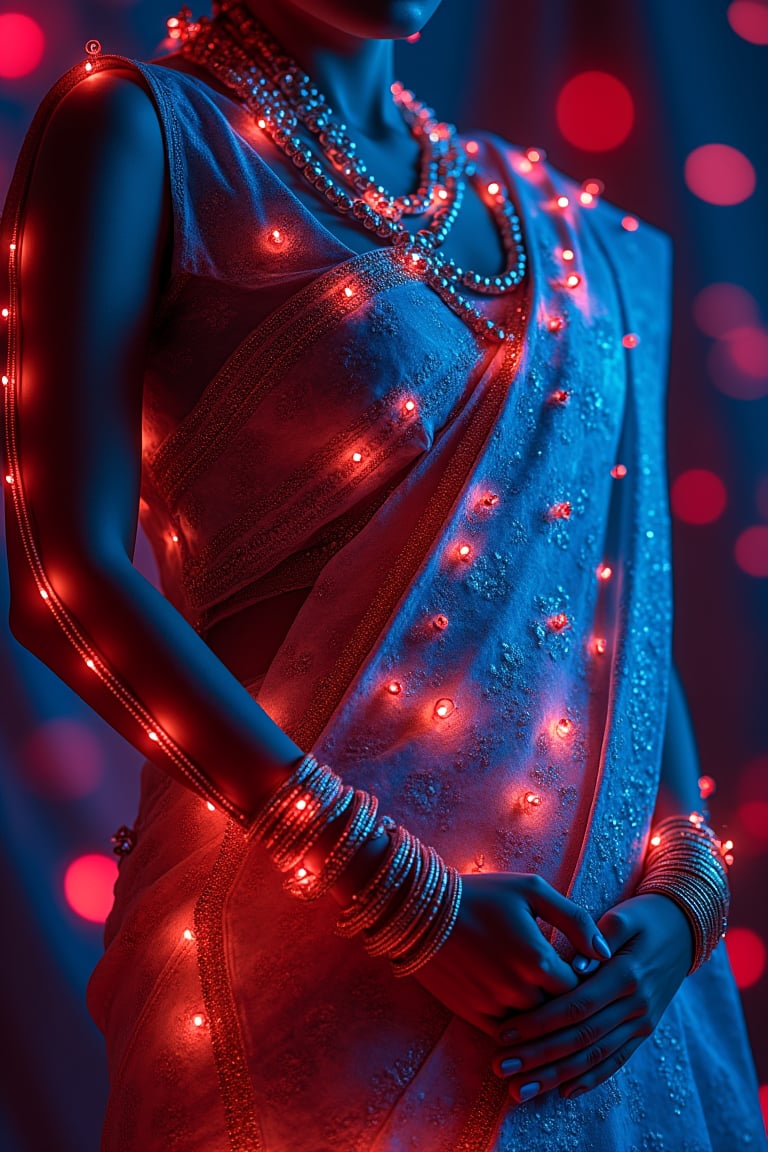 a mallu woman in saree, navel. 

  fantasy beauty, biochemiluminescence, art nouveau, bright colors,  optical illusion 3D art), detailed textures, high quality, high resolution, high precision, realism , color correction, proper lighting settings, harmonious composition, Behance works,Details,Details,Texture,Details 