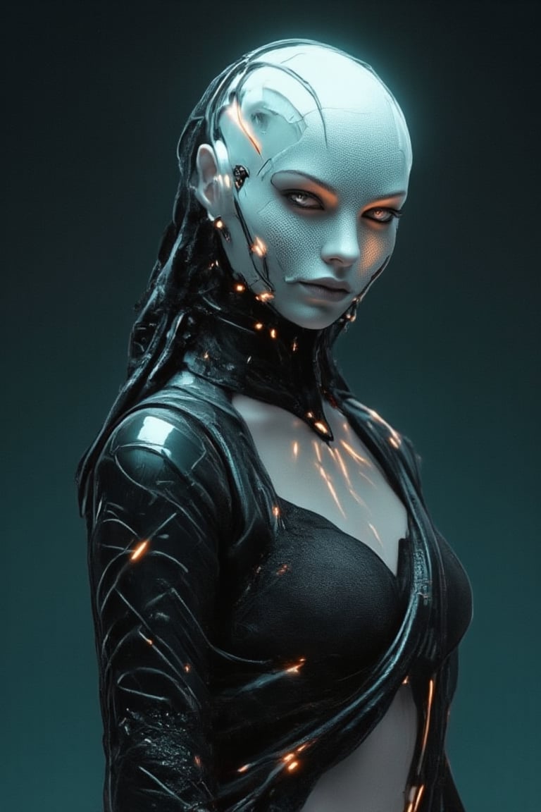 Futuristic radiation Mask on a mallu woman, in saree, navel. Full body, midriff exposed navel show, Cinematic colour grading, teal and orange lighting, 

fantasy beauty, biochemiluminescence, art nouveau, bright colors,  optical illusion 3D art), detailed textures, high quality, high resolution, high precision, realism , color correction, proper lighting settings, harmonious composition, Behance works,Details,Details,Texture,Details,weird_futuristic_fashion