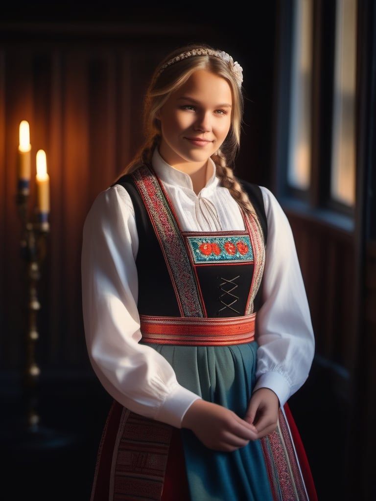 Cinematic lighting photography,  beautiful lightness,  Norwegian teen girl by Forklift trucker on Tensor.Art