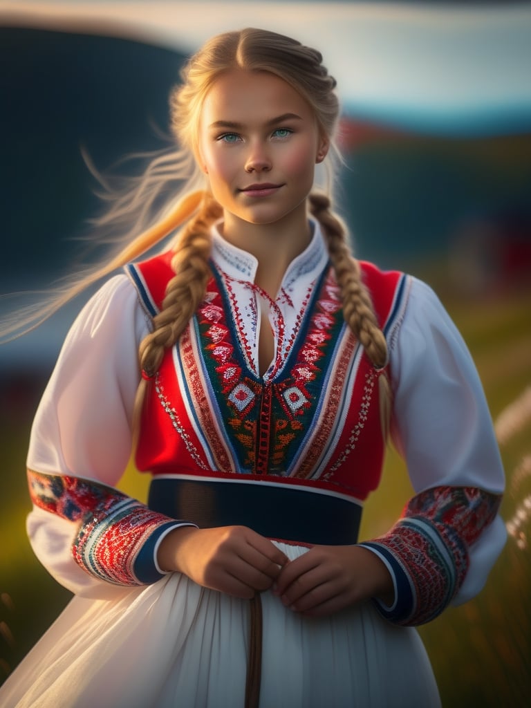 Cinematic lighting photography,  beautiful lightness,  Norwegian teen girl by Forklift trucker on Tensor.Art