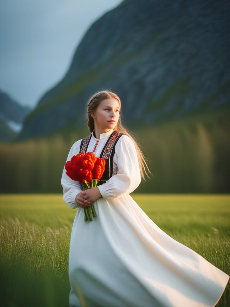 Cinematic lighting photography,  beautiful lightness,  Norwegian teen girl by Forklift trucker on Tensor.Art