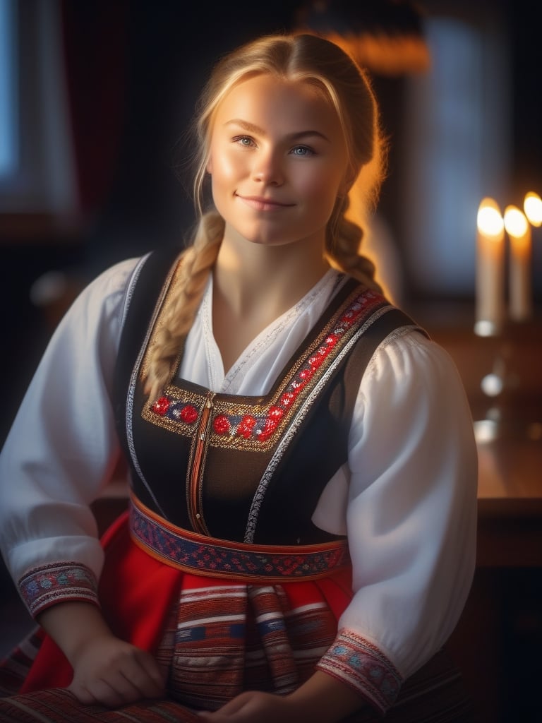 Cinematic lighting photography,  beautiful lightness,  Norwegian teen girl by Forklift trucker on Tensor.Art