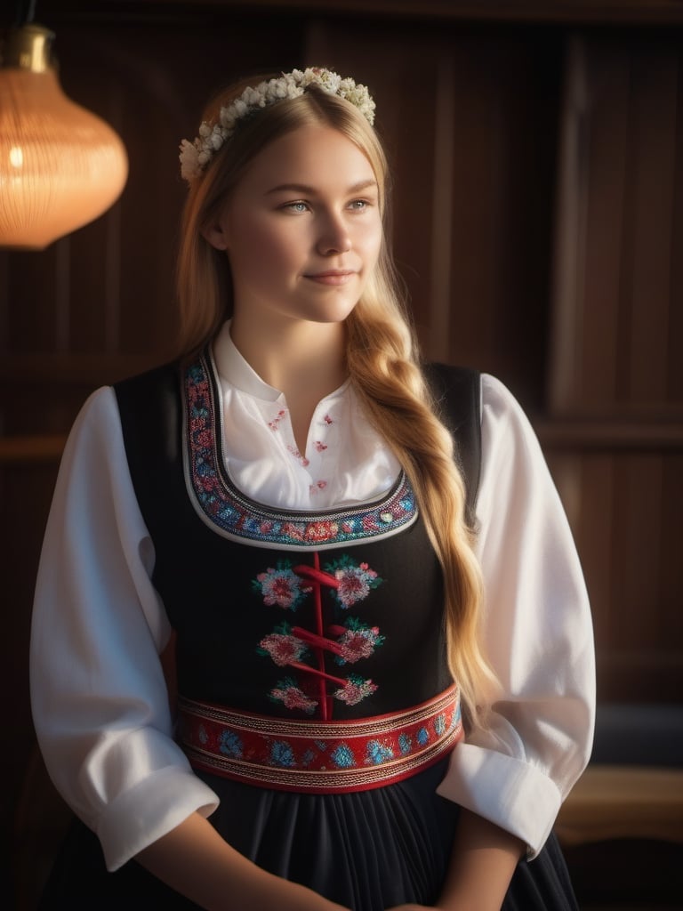 Cinematic lighting photography,  beautiful lightness,  Norwegian teen girl by Forklift trucker on Tensor.Art