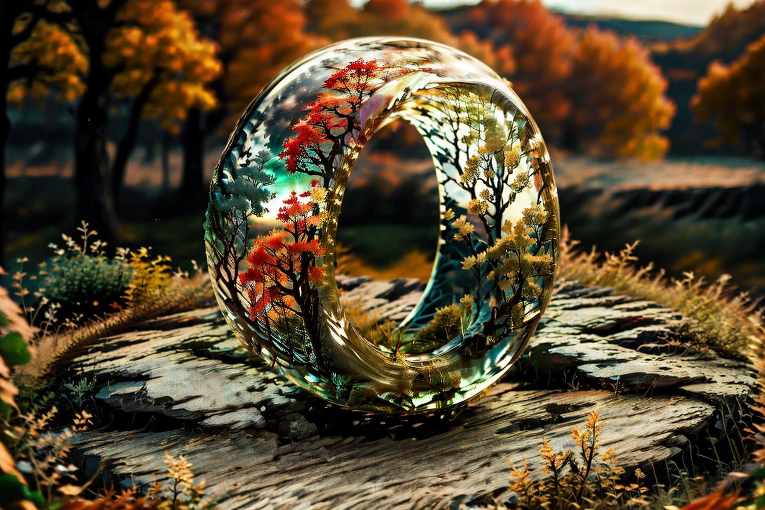 (ring:1.3), glass. Art, masterpiece, best quality, landscape, (style of Alena Aenami:1.3) (masterpiece, best quality:1.5), Khakis, Luxembourg City, autumn,no_humans,fate/stay background