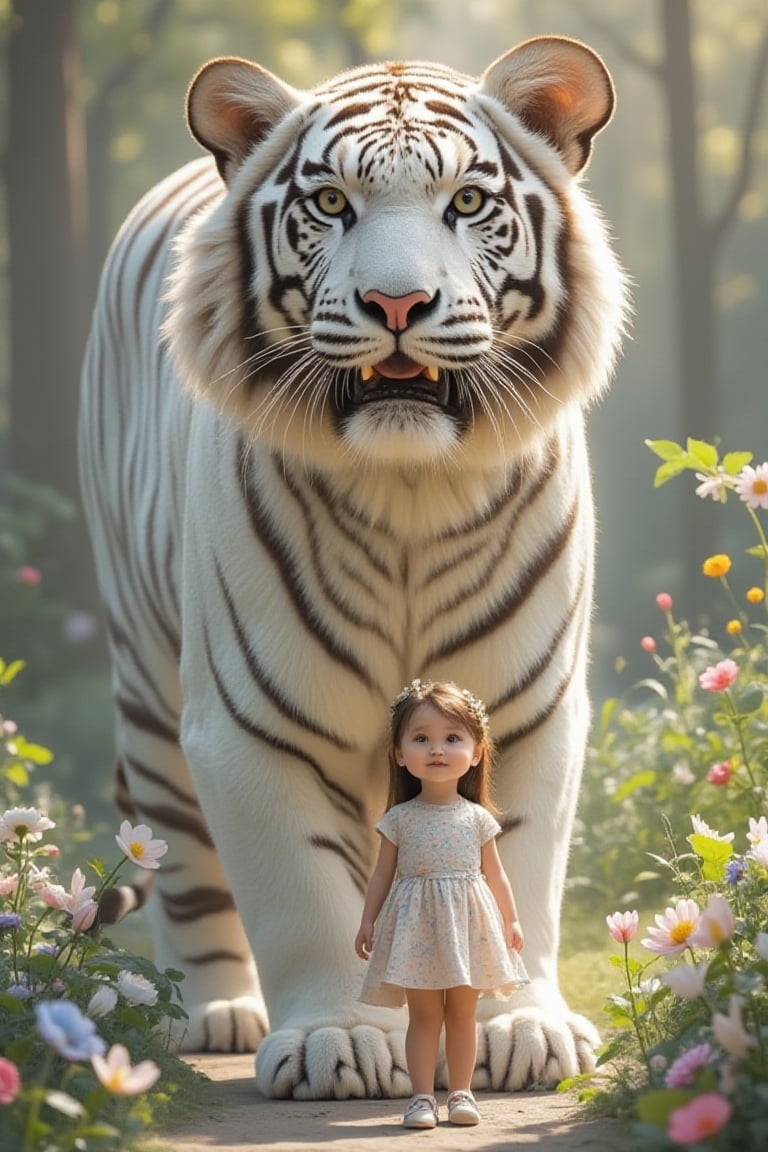 a little girl and white tiger,Gdoll