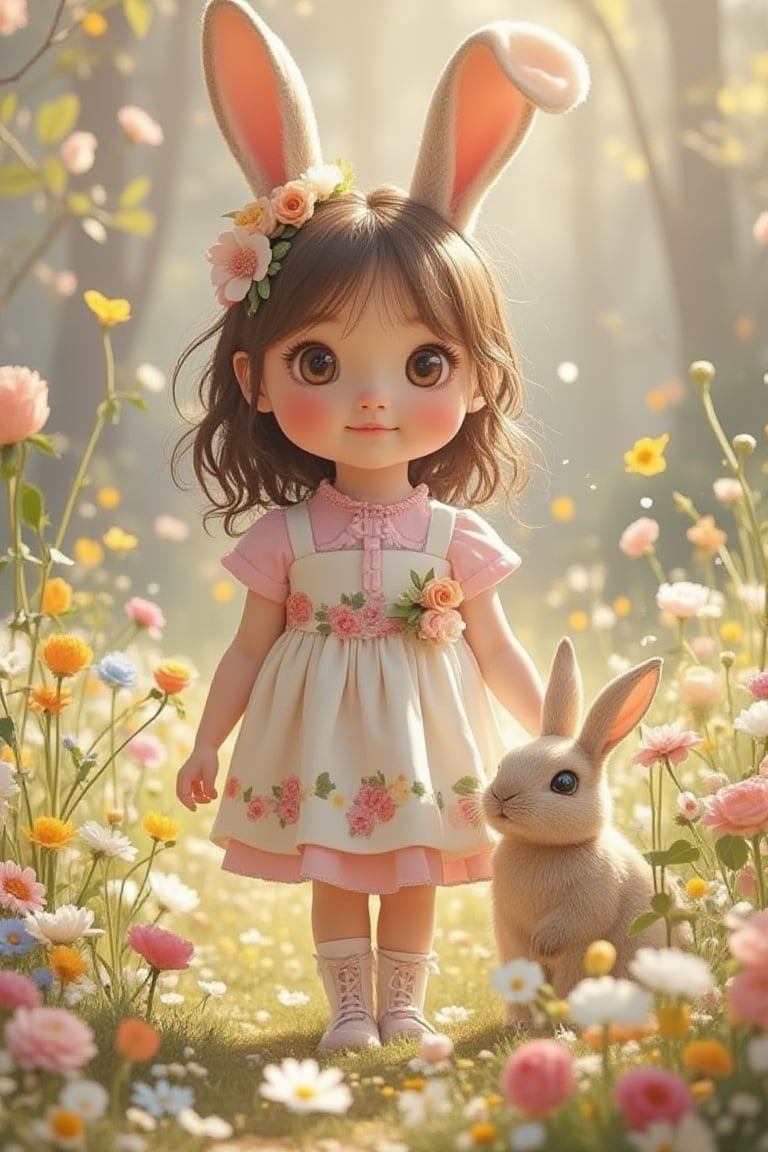 a little girl and rabbit,Gdoll