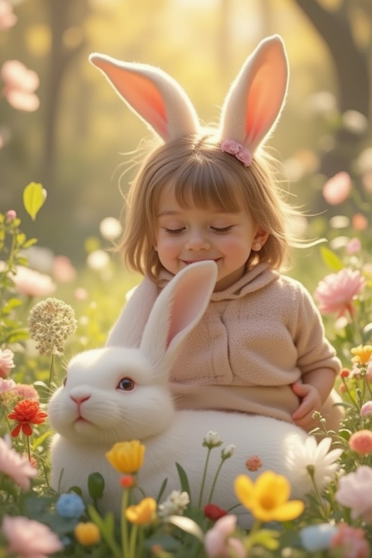 a little girl and rabbit,Gdoll